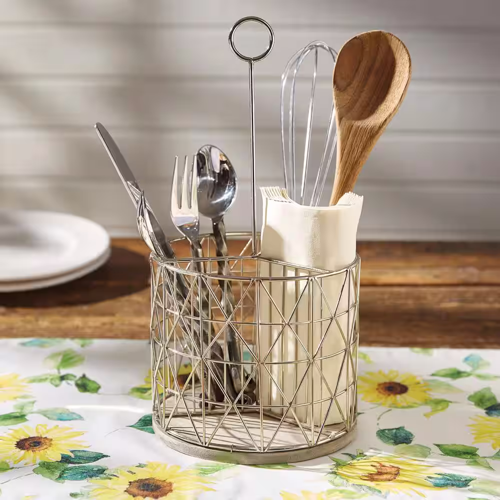 Park Designs 12.5 in. H x 6 in. W x 6 in. D Modern Portable Metal Utensil Caddy