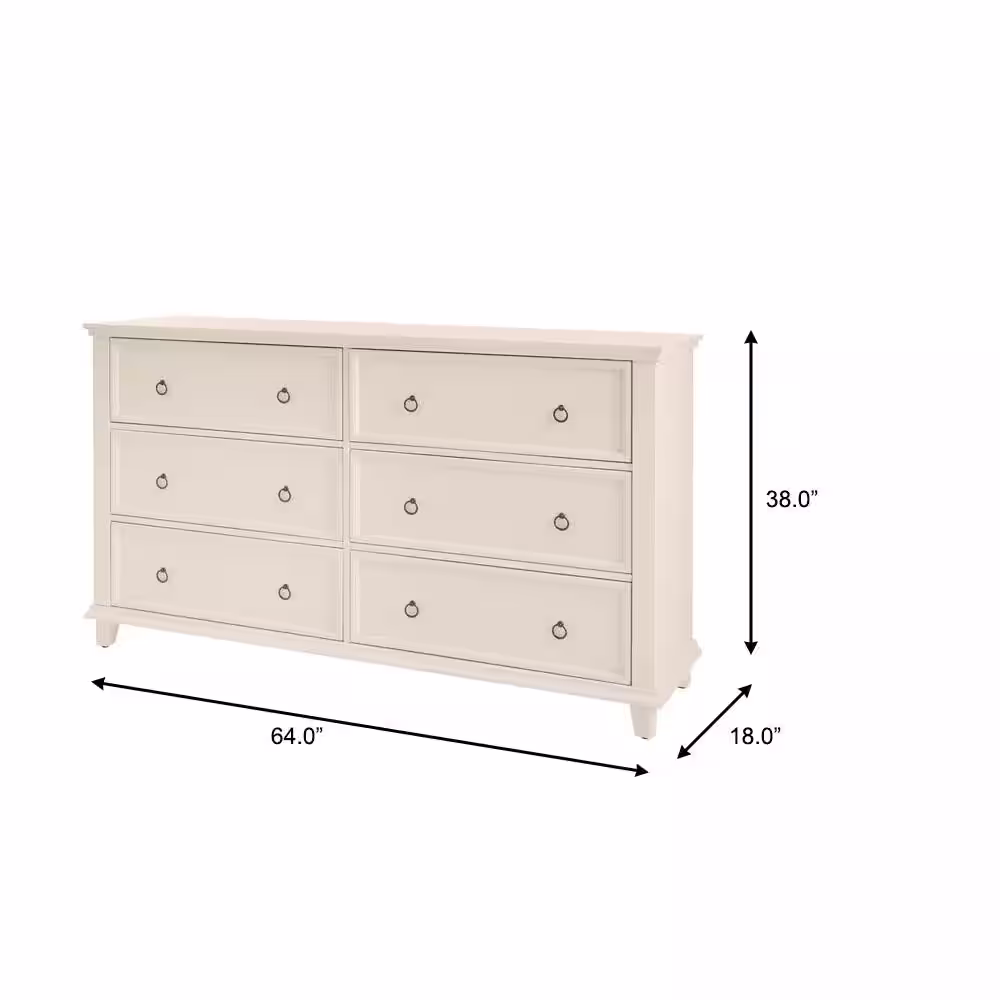 Home Decorators Collection Grantley Ivory 6-Drawer Dresser (38 in. H x 64 in. W x 18 in. D)