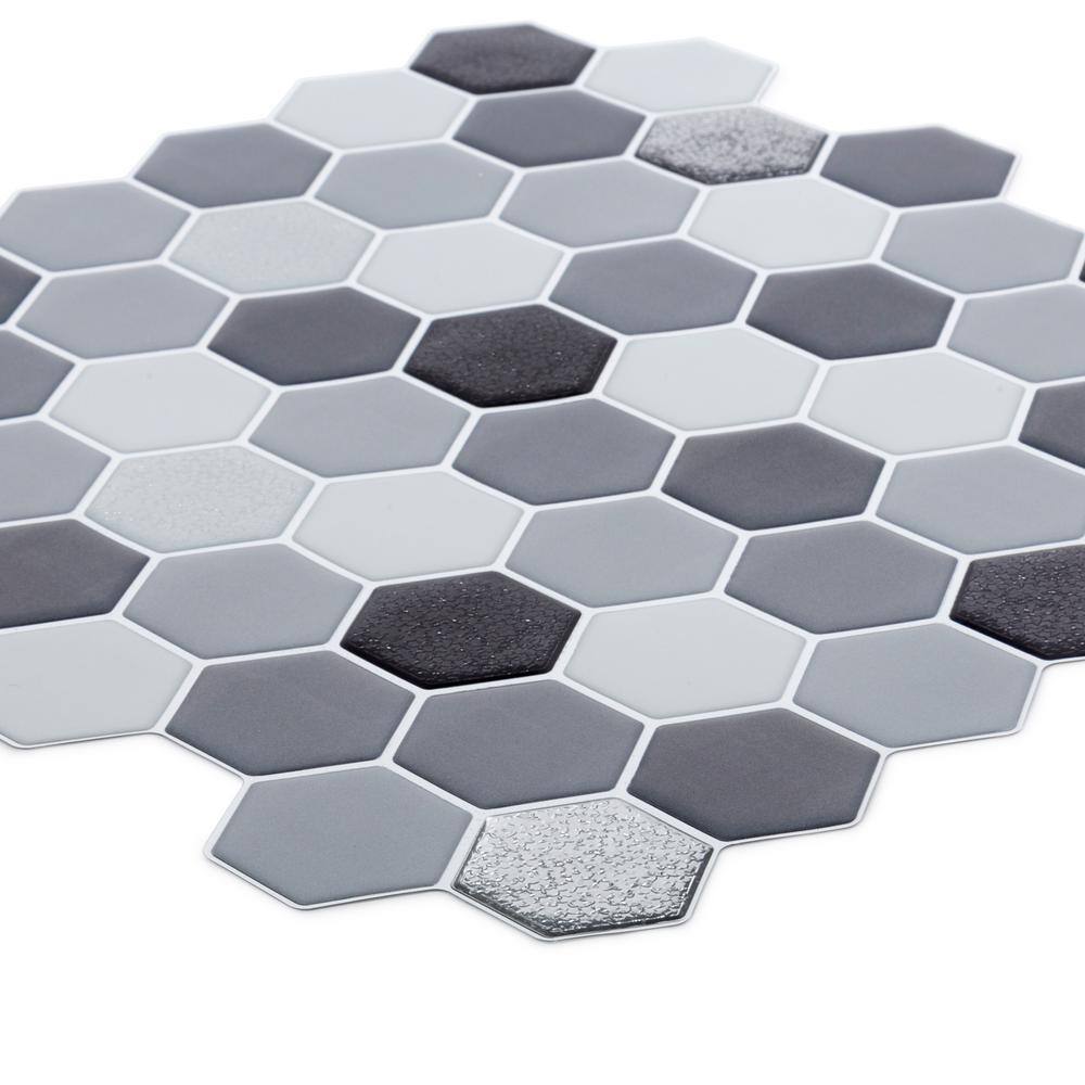 None Self-Adhesive Quatrefoil Glitter Accent, Grey, 10 in. x 10 in. Peel and Stick Wall Tiles 10 in. x 10 in.