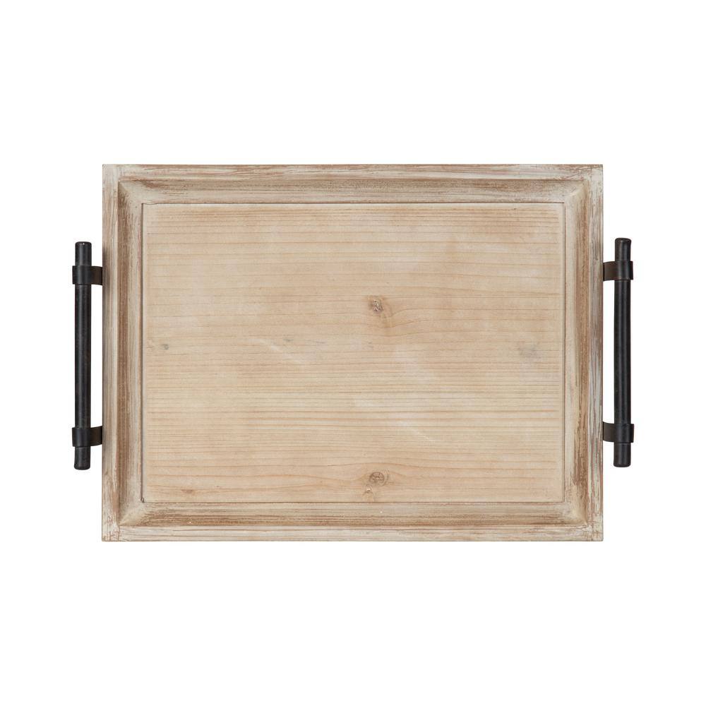 Kate and Laurel Bruillet 16 in. x 12 in. Brown Rectangle Decorative Tray