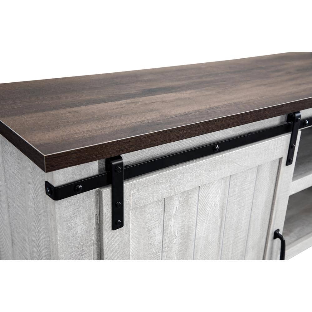 None 68 in. White TV Stand for TVs Up to 70 in.