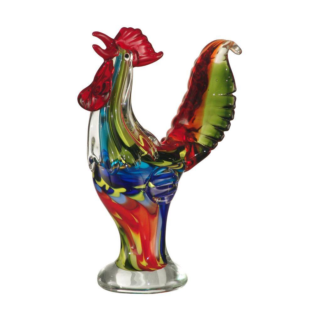 Dale Tiffany 11 in. Rooster Handcrafted Irregular Art Glass Figurine