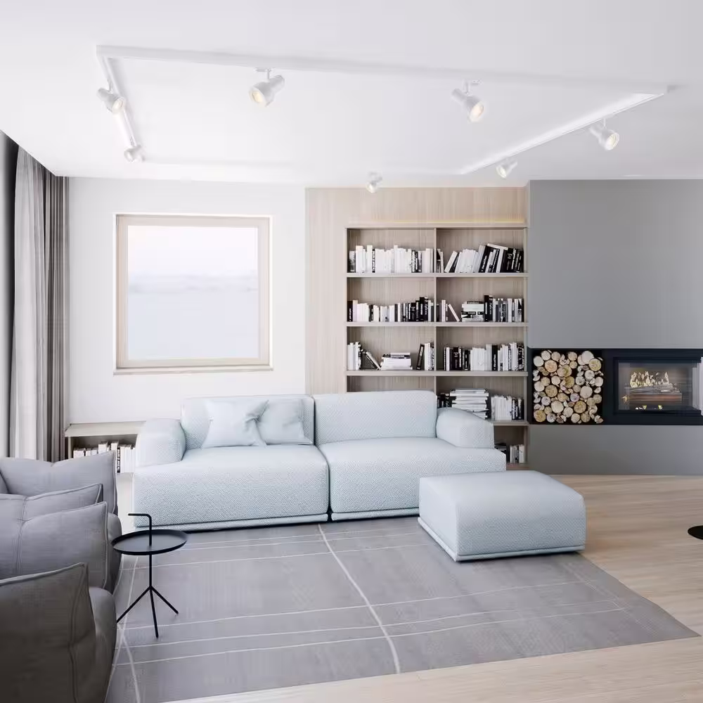 EnviroLite Large 1-Light Solid White Step Cylinder Integrated LED Track Lighting Head