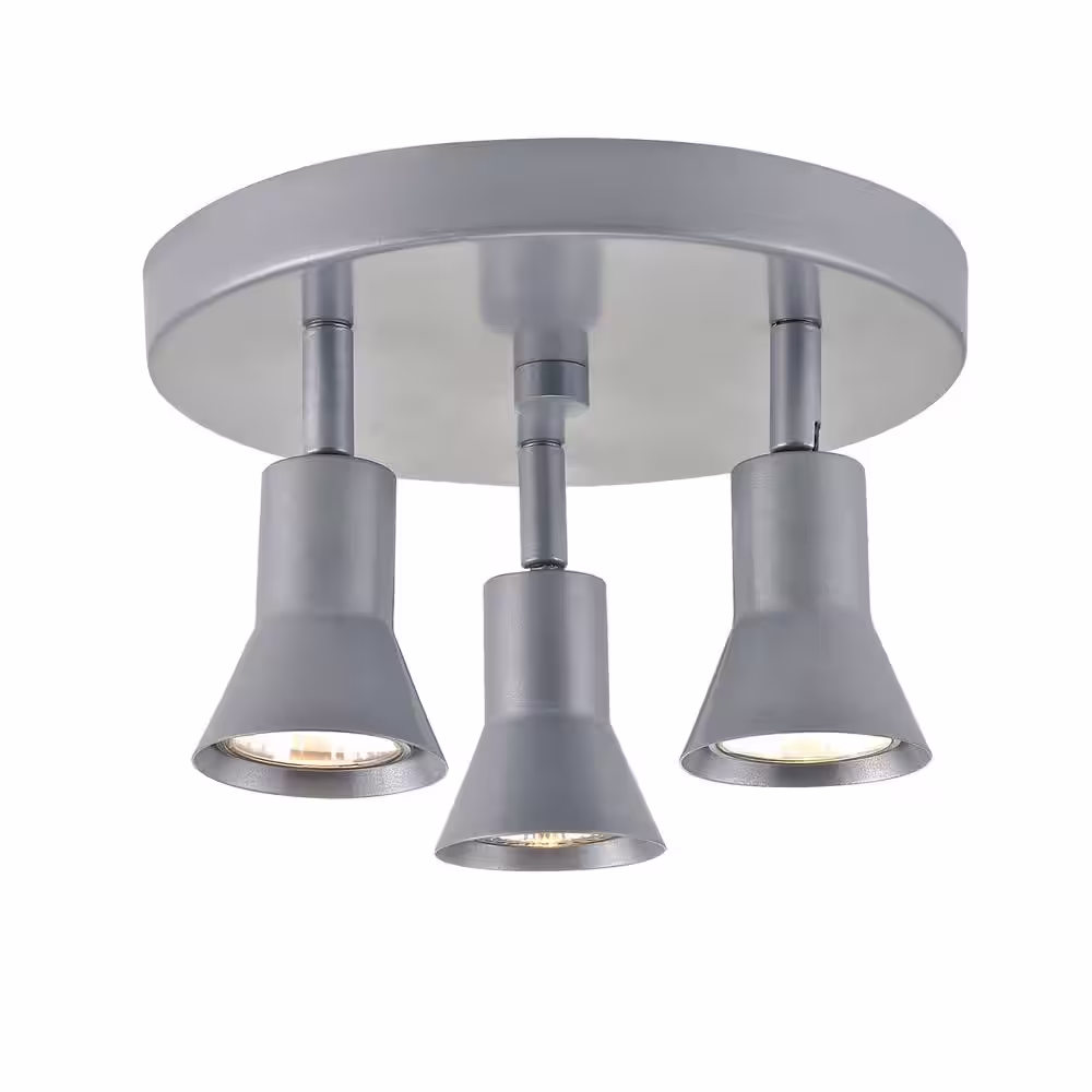 Addington Park Heba 8.66 in. 3-Light Painted Silver Transitional Canopy Track Lighting Kit with 3 x 50-Watt GU10 Halogen Bulb Included