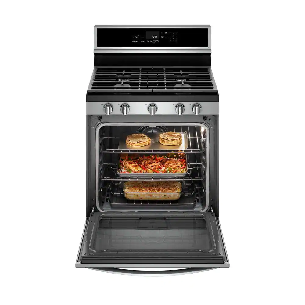 Whirlpool 5.8 cu. ft. Smart Gas Freestanding Range in Fingerprint Resistant Stainless Steel with EZ-2-LIFT Grates
