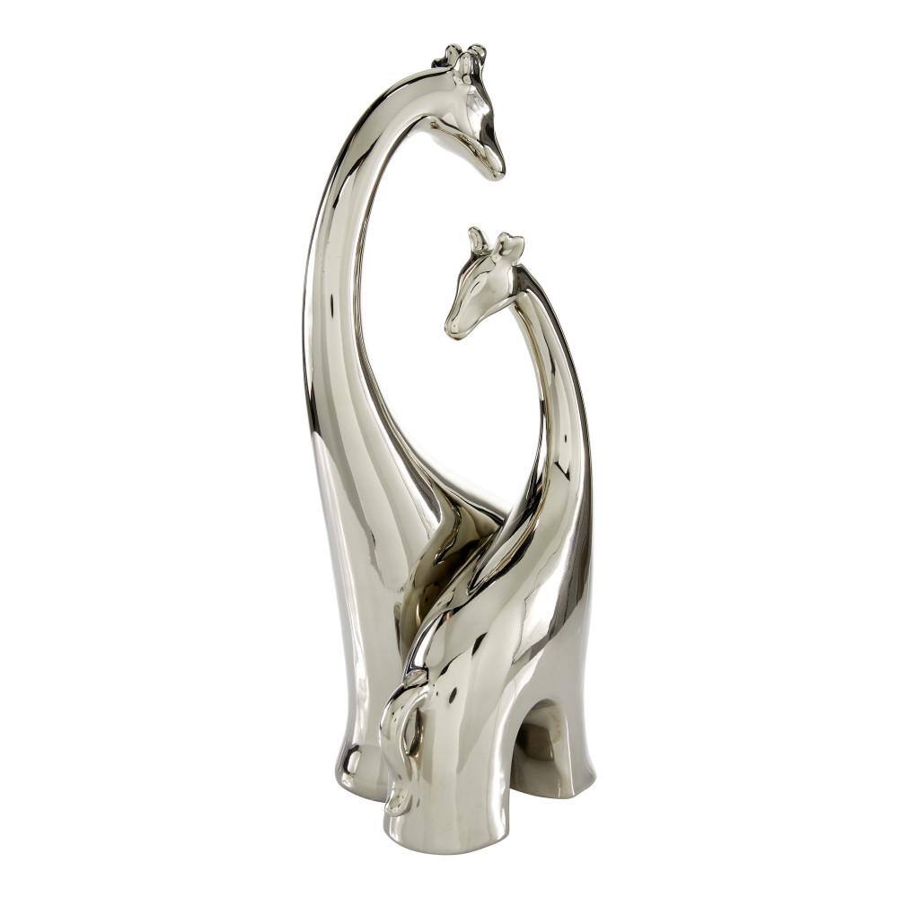 None Silver Ceramic Giraffe Sculpture