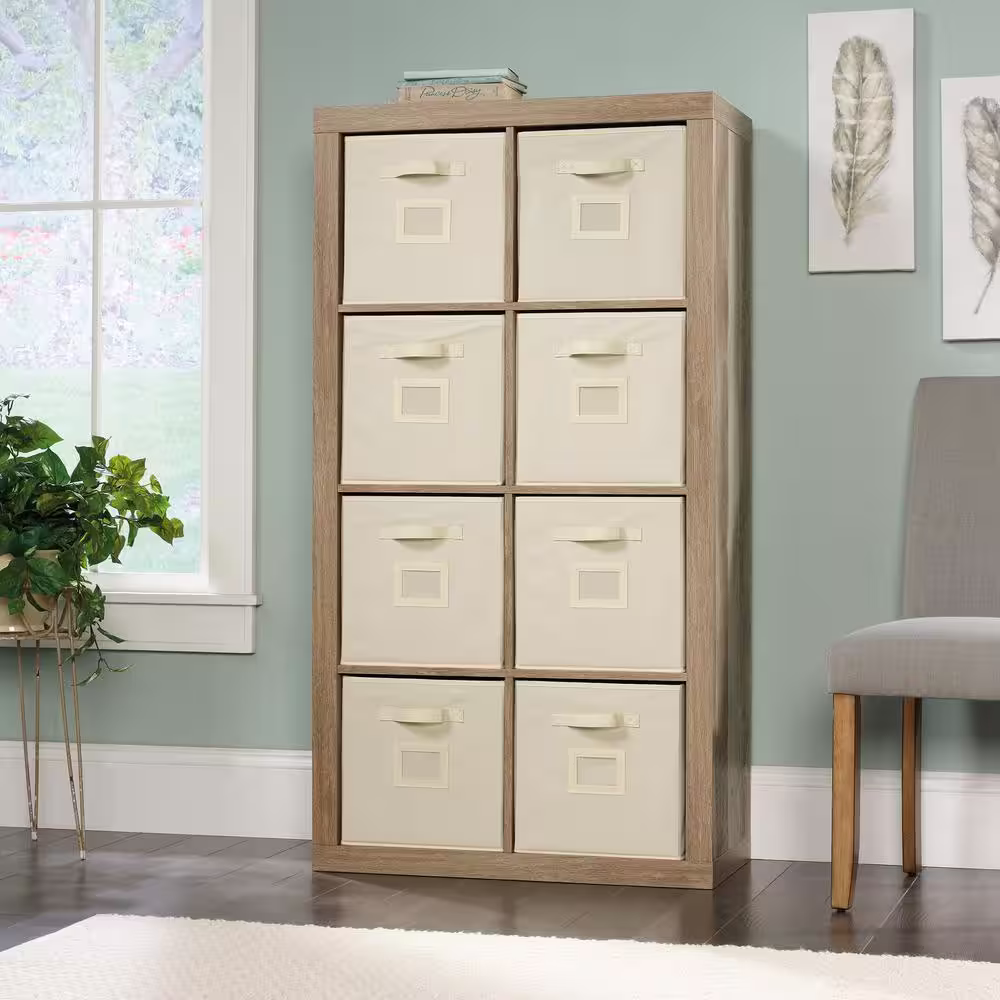 SAUDER Stow-Away Lintel Oak 8-Cube Organizer