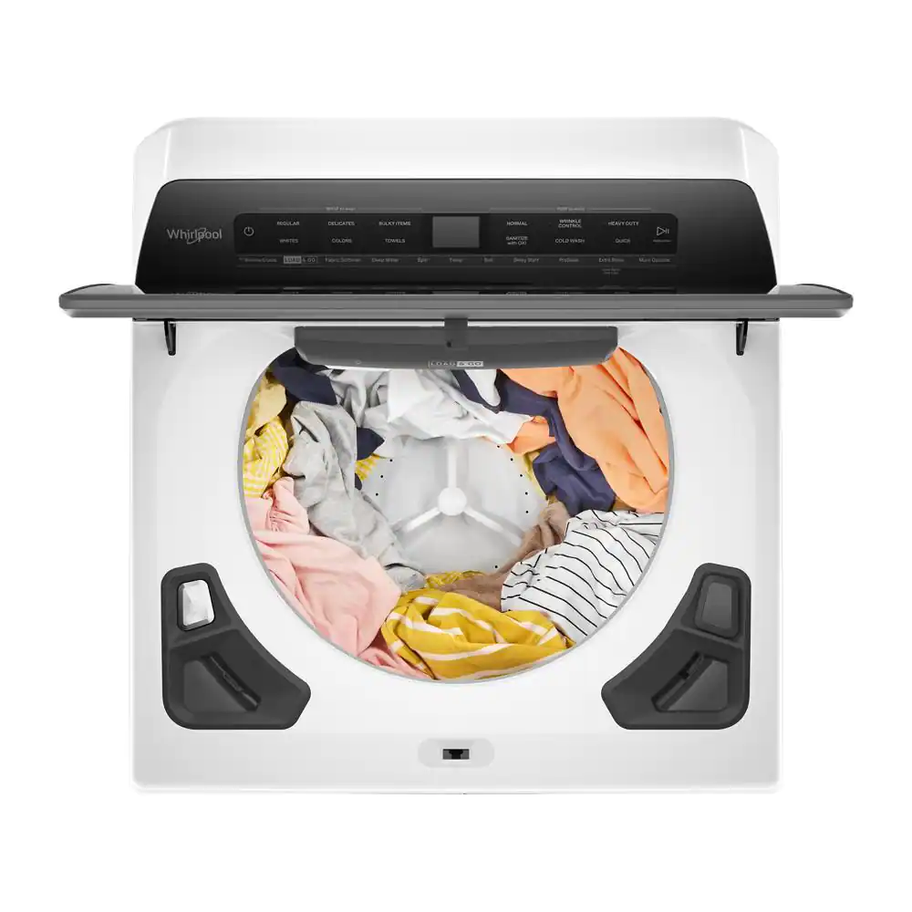 Whirlpool 4.8 cu. ft. Smart White Top Load Washing Machine with Load and Go, Built-in Water Faucet and Stain Brush