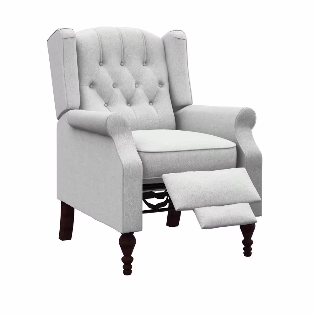 StyleWell Waybrook Stone Gray Upholstered Tufted Wingback Pushback Recliner
