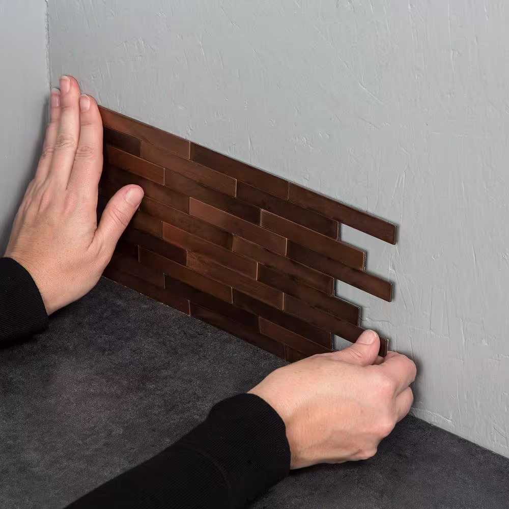 Aspect Distressed Mini Metal Aged Copper 11.5 in. x 13.5 in. Metal Peel and Stick Tile (0.94 sq. ft./pack)