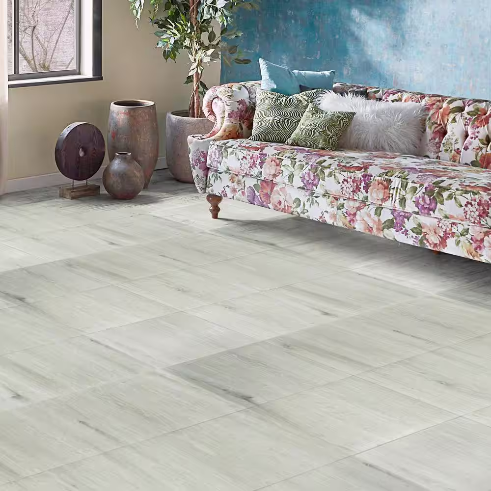 Art3dwallpanels White-Washed 2 mm. T x 12 in. L x 2 in. W Water Resistant Wood Look Peel and Stick Vinyl Floor Tiles (30 sq.ft./Box)