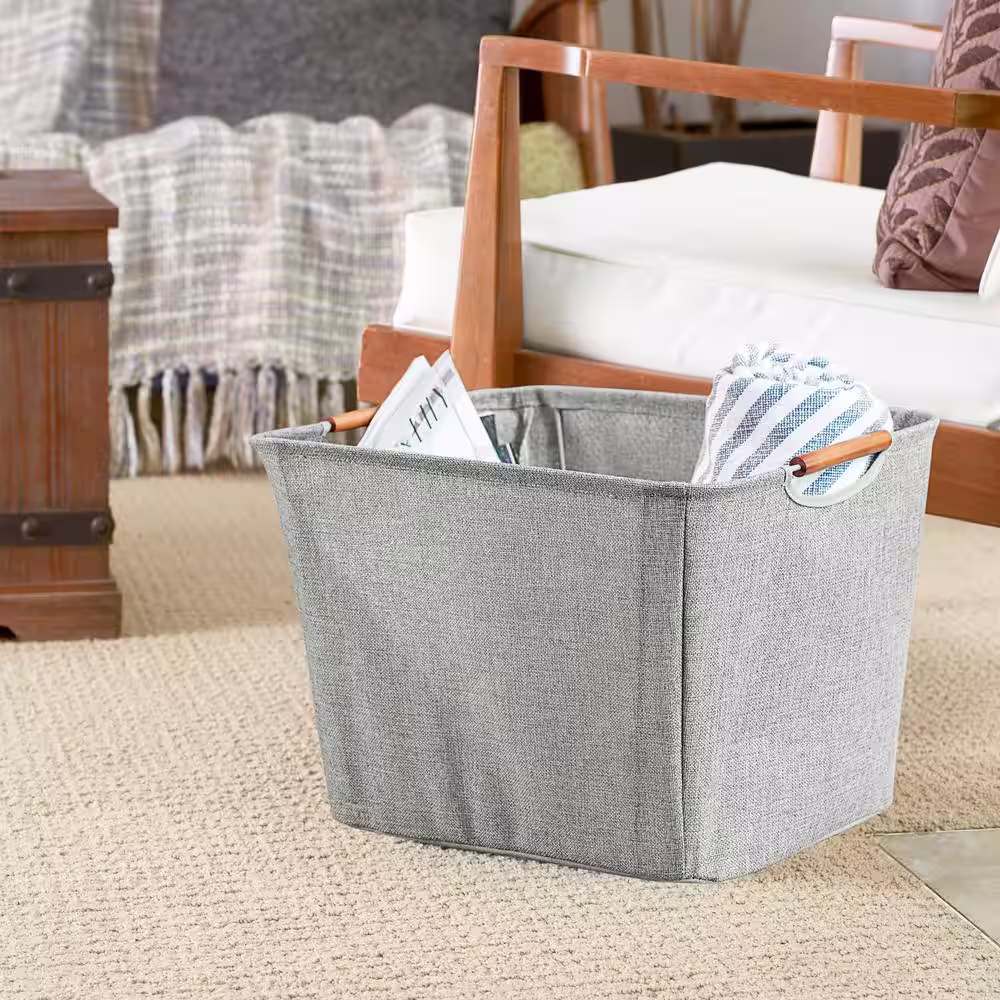 None 11 in. H x 15.75 in. W x 13.125 in. D Gray Fabric Cube Storage Bin