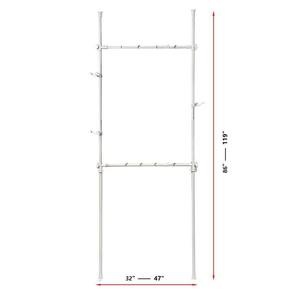 Unbranded White Steel 2 Tier Adjustable Clothes Rack