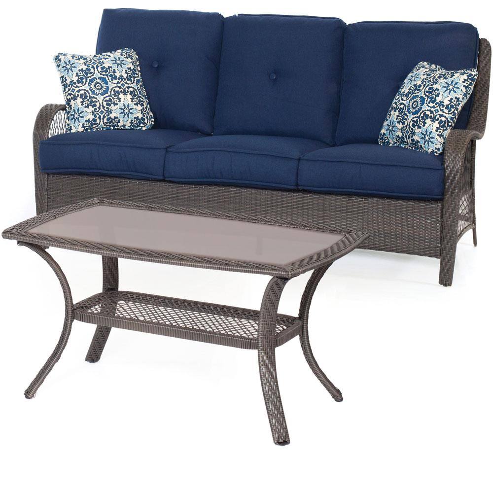 Cambridge Merritt 4-Piece All-Weather Wicker Patio Conversation Set with Navy Blue Cushions