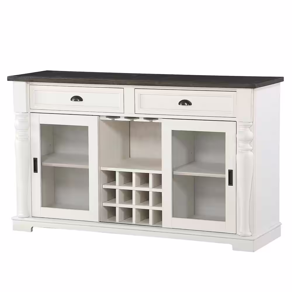Steve Silver Joanna Two Tone Farmhouse Server with Glass Doors