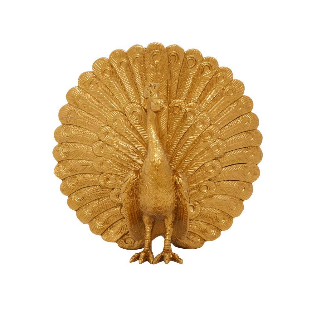 Litton Lane Gold Polystone Handmade Peacock Sculpture
