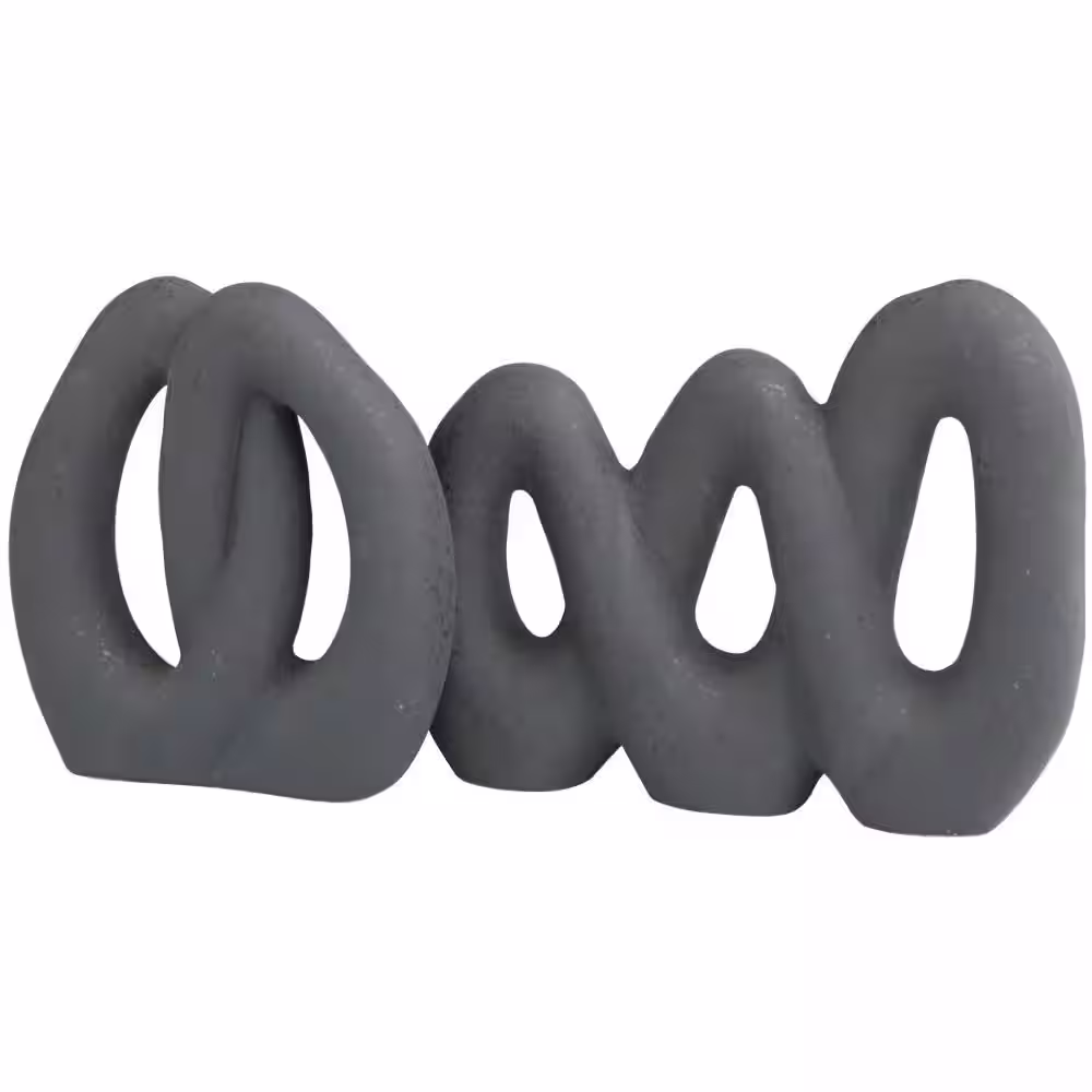 Litton Lane Black Ceramic Linked Abstract Sculpture (Set of 2)