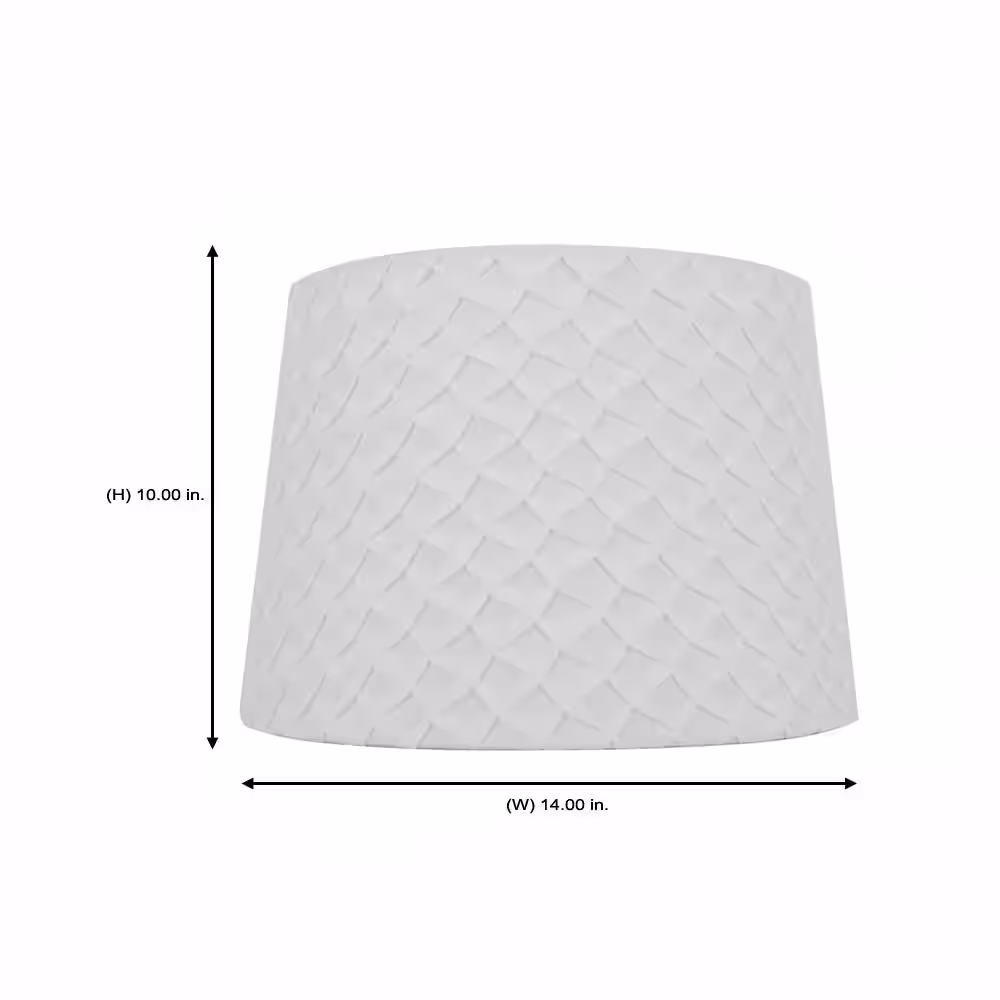 Hampton Bay Mix and Match 14 in. Diax 10 in. H White Scale Pleat Round Table Lamp Shade