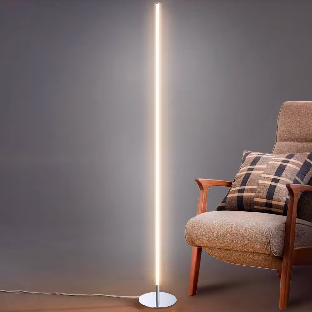 JONATHAN Y Iris 59.5 in. Chrome Integrated LED Floor Lamp