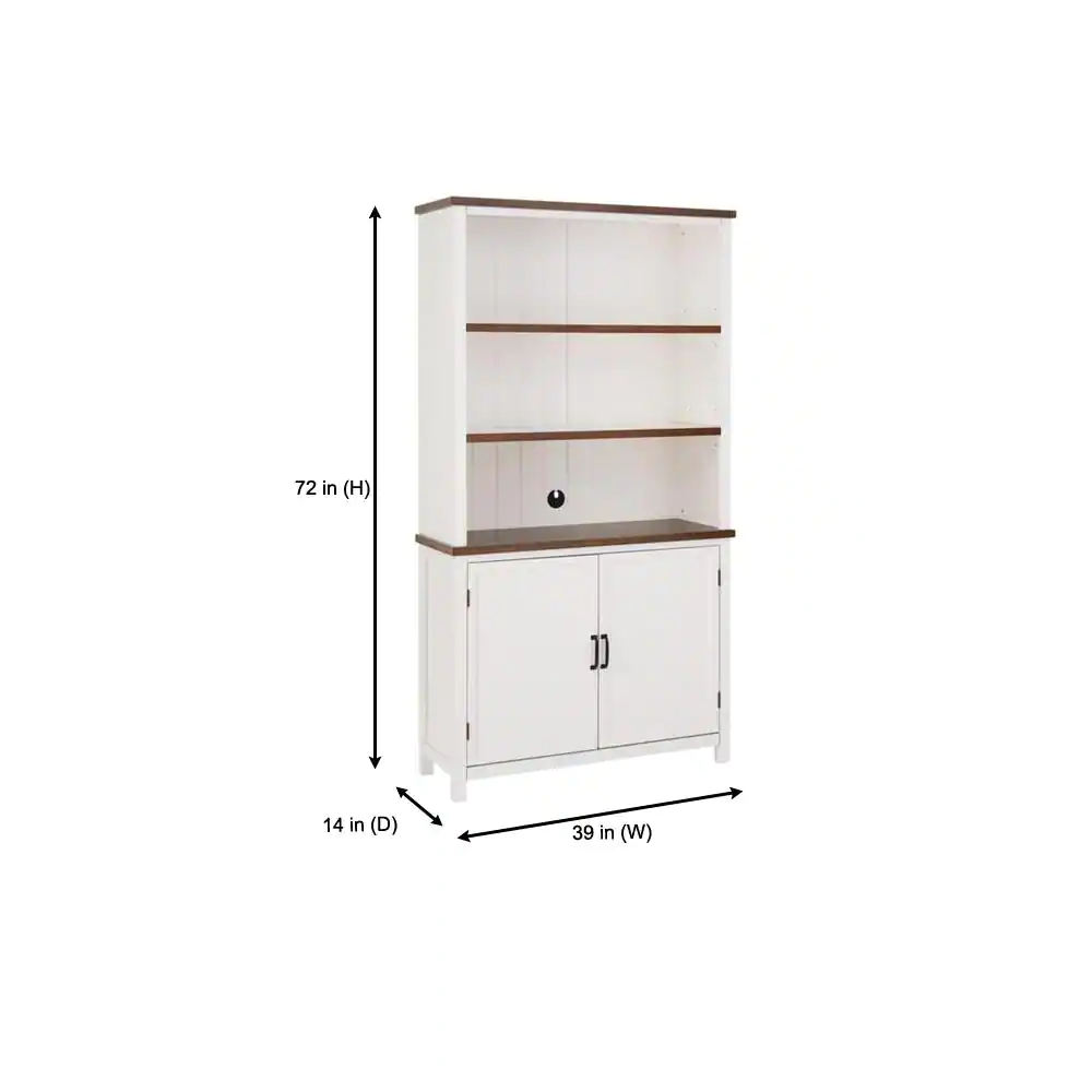 Home Decorators Collection Appleton White and Haze Finish Wood Bookcase with Concealed Storage (39 in. W x 72 in. H)