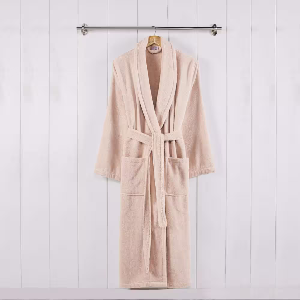 MODERN THREADS 100 % USA Cotton Classic Bathrobe with Shawl Collar Blush Large/X Large