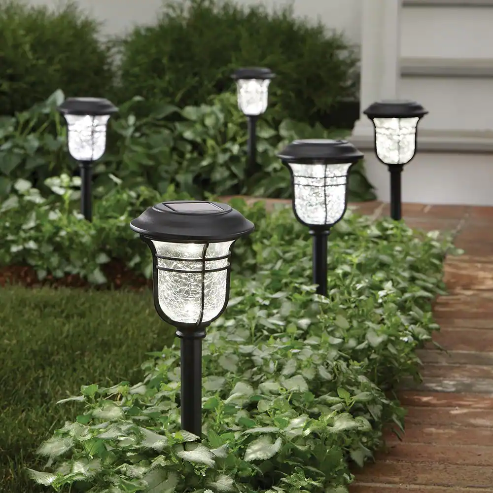 Hampton Bay Jefferson Solar 10 Lumens Black Integrated LED 3000K Warm White Landscape Path Light (10-Pack); Weather/Rust Resistant