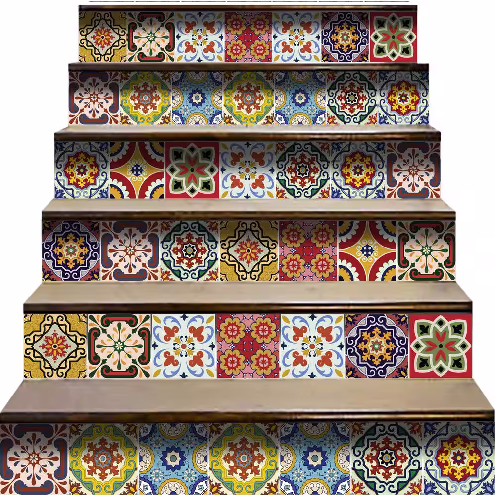 None Multi-Color C55 5 in. x 5 in. Vinyl Peel and Stick Tile (24 Tiles, 4.17 sq.ft./Pack)