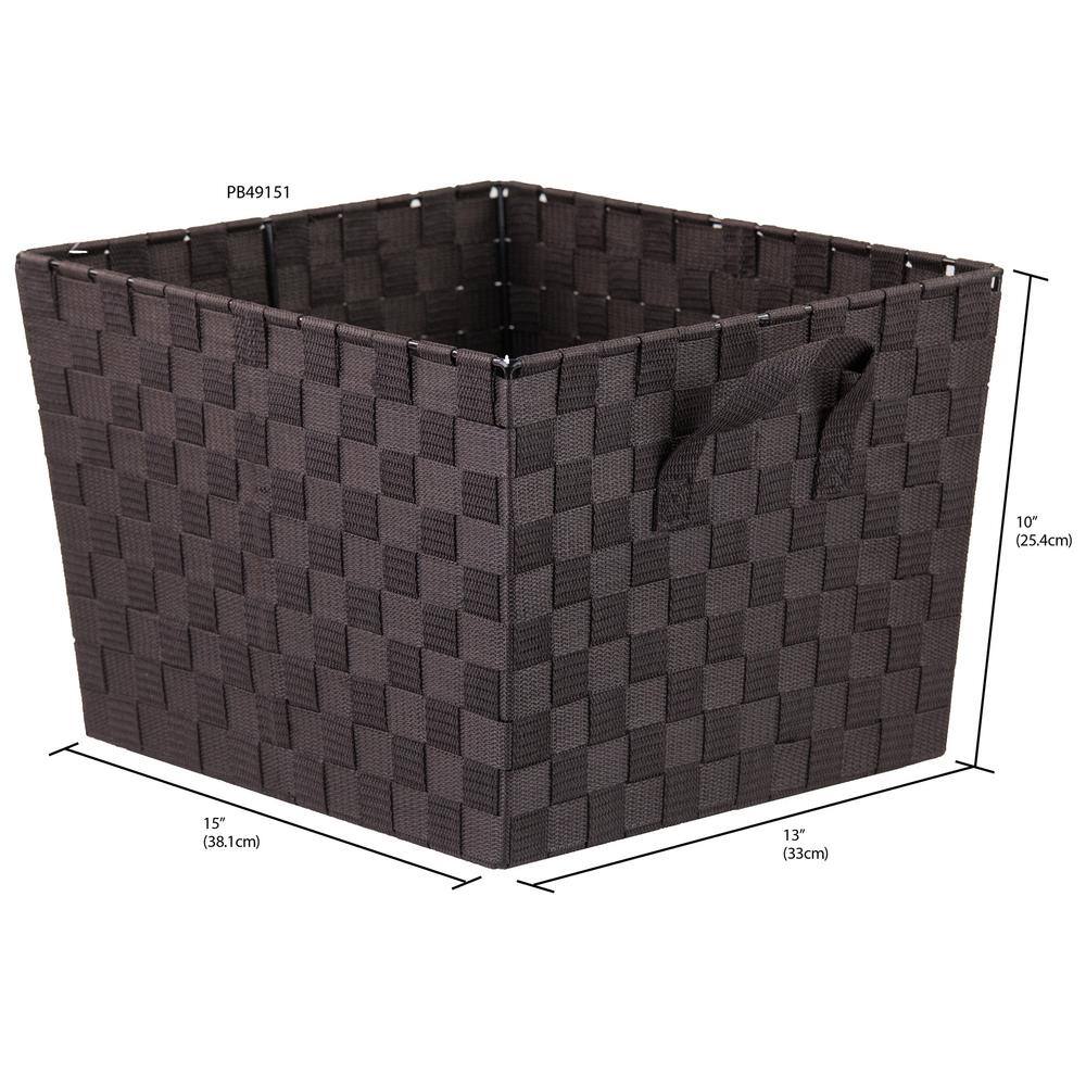 Home Basics 10 in. H x 13 in. W x 15 in. D Brown Fabric Cube Storage Bin