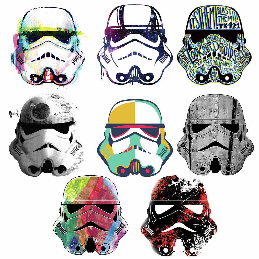 RoomMates 5 in. x 11.5 in. 8-Piece Star Wars Artistic Storm Trooper Heads Peel and Stick Wall Decals