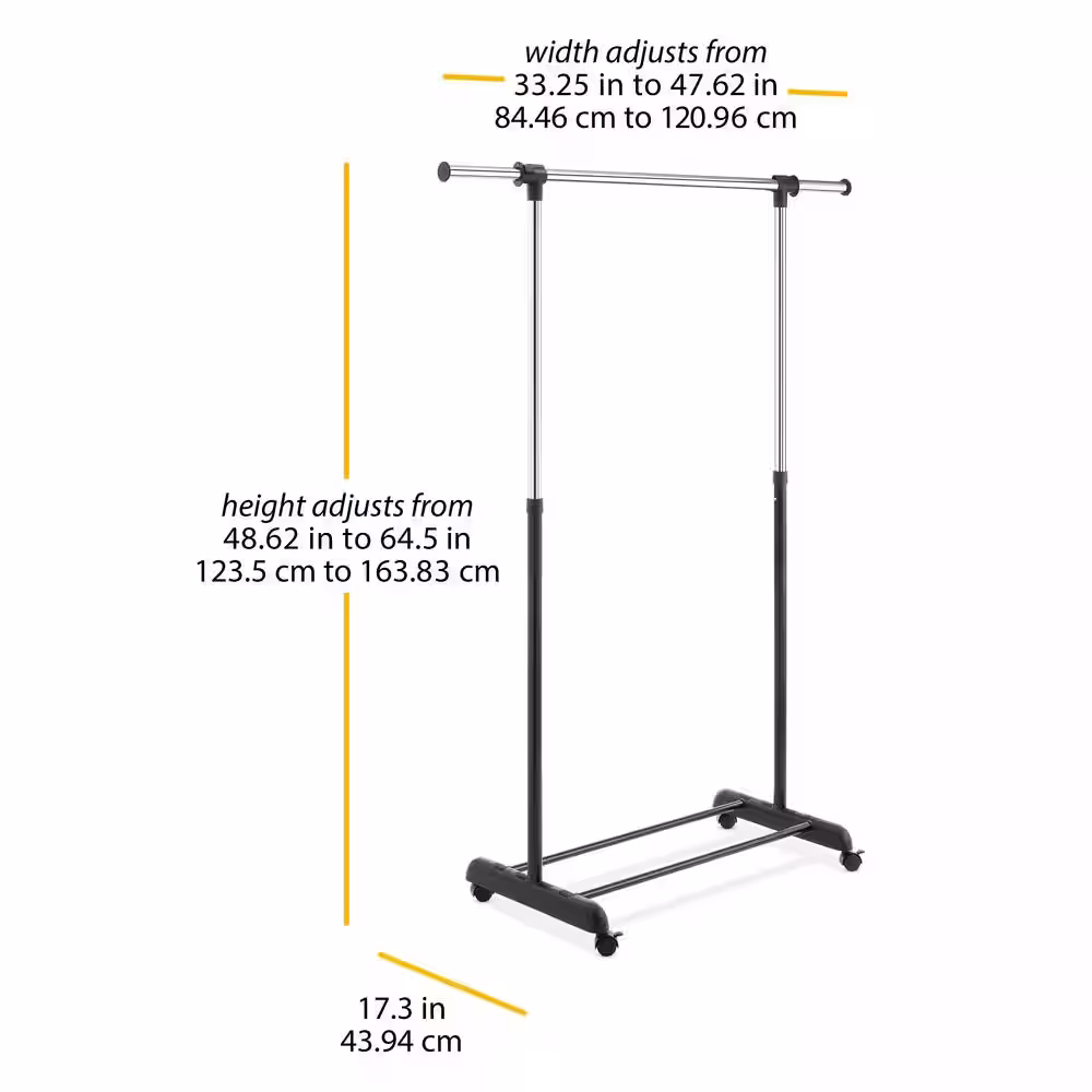 Whitmor Chrome Metal Clothes Rack 47.625 in. W x 64.5 in. H