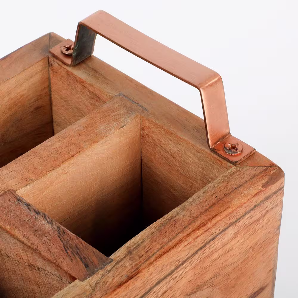 Laurie Gates California Designs Grey Marble and Acacia Salad Server Holder