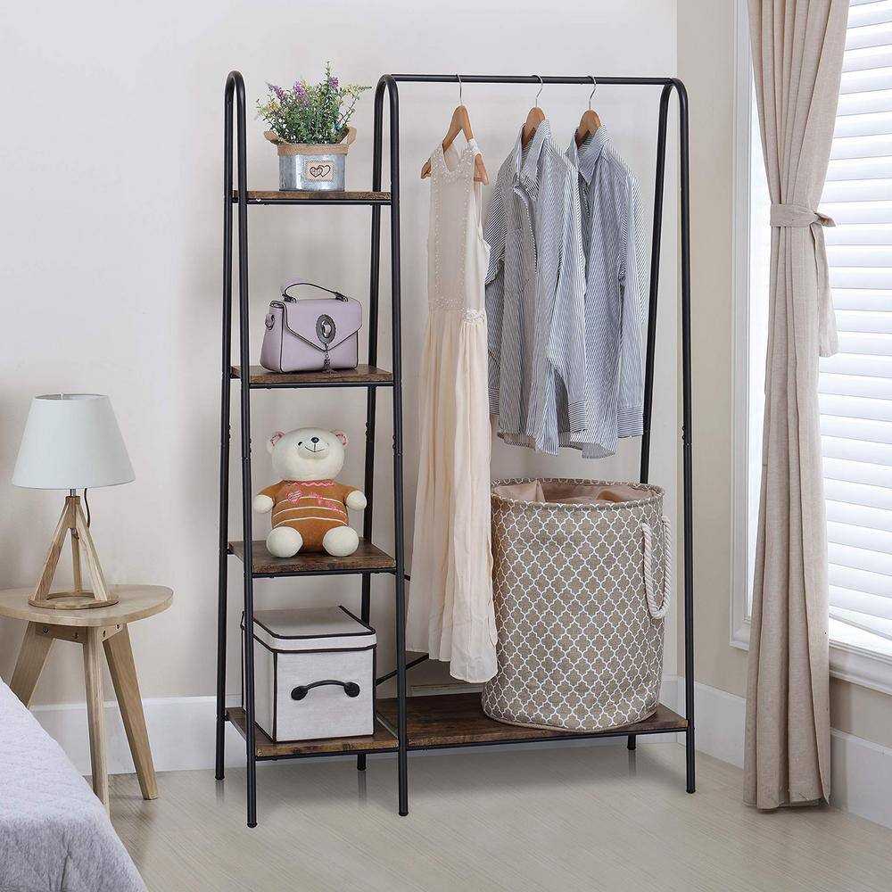 None Black Metal Garment Clothes Rack 40 in. W x 63 in. H