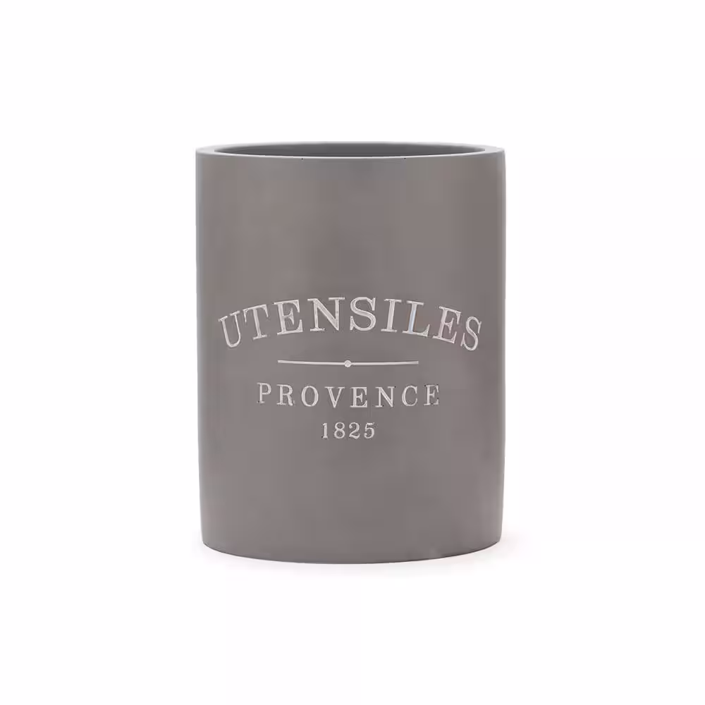 Fox Run 7 in. x 5 in. Slate Grey Round Cement Kitchen Utensil Holder