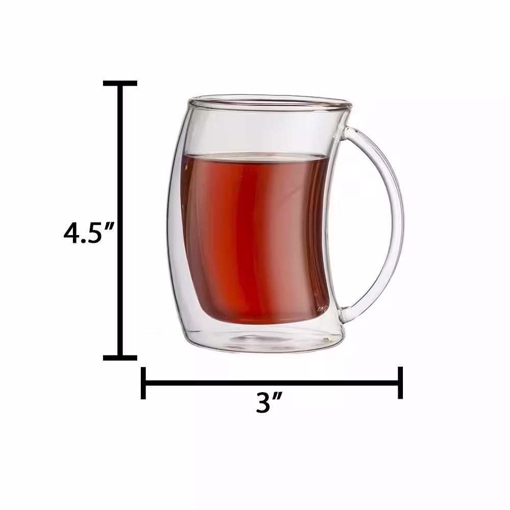 JoyJolt 10 oz. Caleo Double Wall Glass Insulated Coffee Mug (Set of 4)