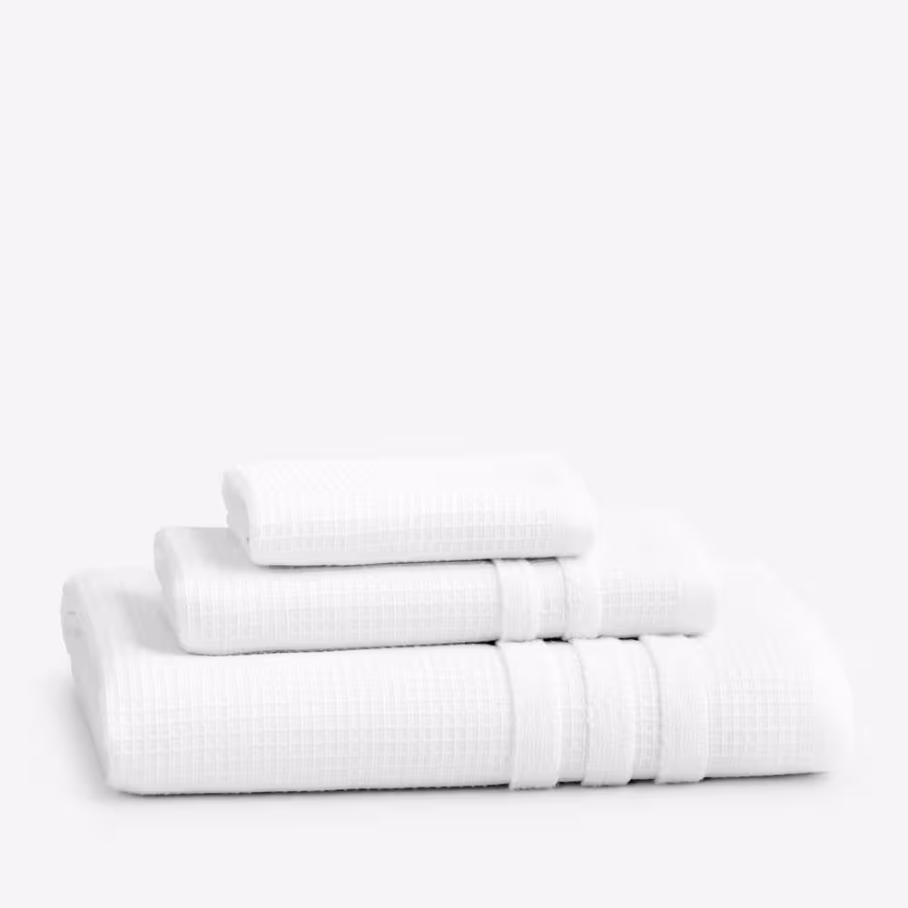 The Company Store Legends Hotel Waffle White Solid Cotton Single Bath Sheet