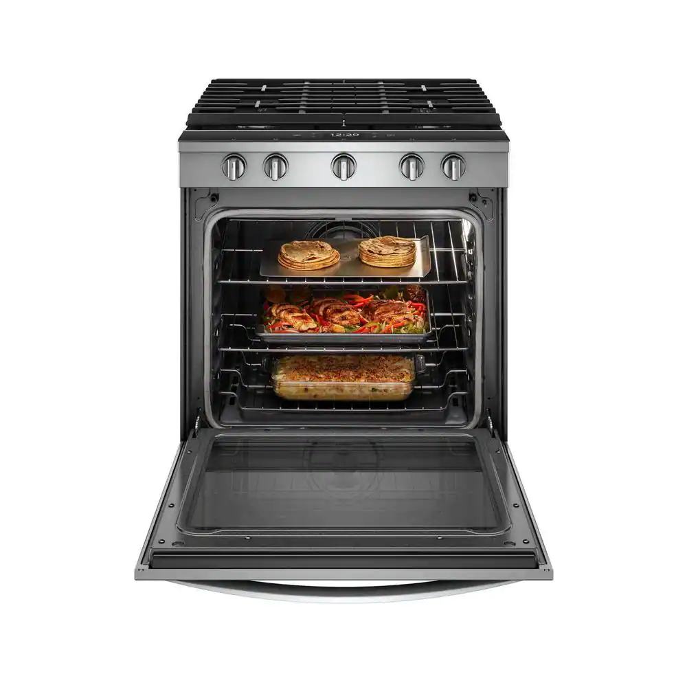 Whirlpool 5.8 cu. ft. Smart Slide-In Gas Range with Air Fry, When Connected in Resistant Stainless Steel