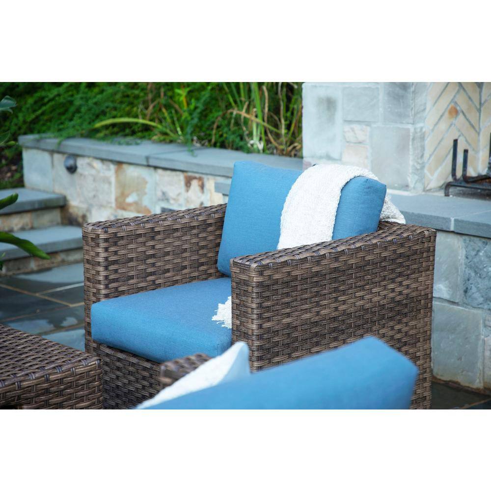 Canopy Pepperidge 6-Piece Resin Wicker Patio Deep Seating Set with Sunbrella Spectrum Denim Cushions