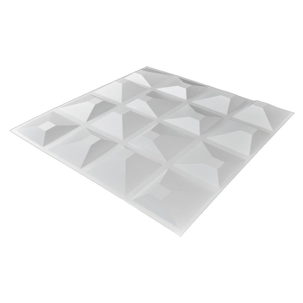 Art3d 19.7 in. x 19.7 in. x 1 in. White PVC 3D Wall Panels Brick Wall Design (12-Pack)