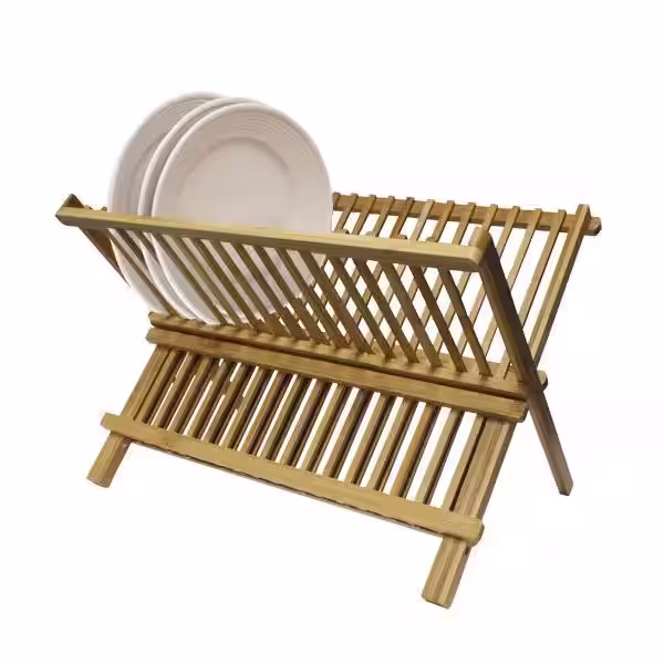Home Basics Foldable Bamboo Dish Drainer