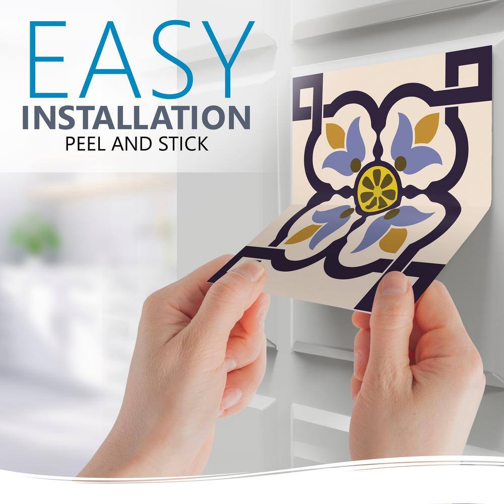 None Floral C 5 in. x 5 in. Vinyl Peel and Stick Tile (24 Tiles, 4.17 sq.ft./Pack)