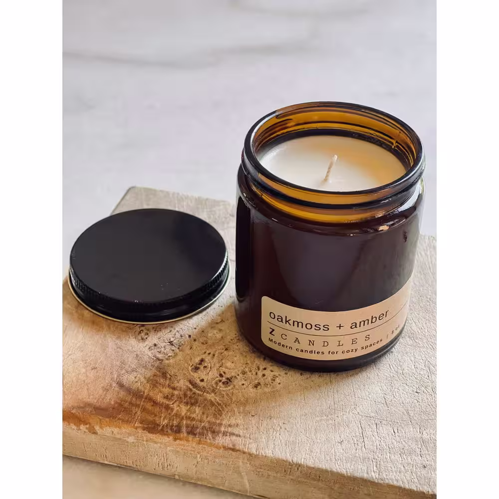 Z CANDLES Oakmoss Plus Amber, Amber Jar Candle 8 oz.