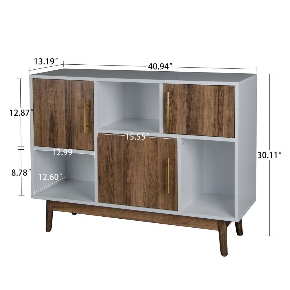 None 30.11 in. H x 40.94 in. W x 13.19 in. D White and Oak MDF Wood 6-Cube Organizer