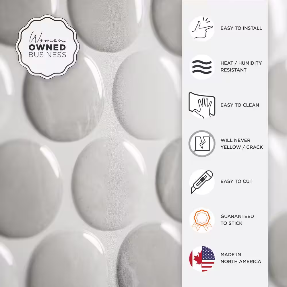 smart tiles Penny Roccia Gray 8.97 in. x 8.95 in. Vinyl Peel and Stick Tile (2 sq. ft./ 4-Pack)