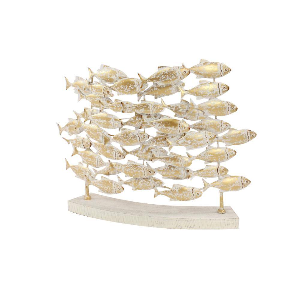Litton Lane Beige Metal Fish Sculpture