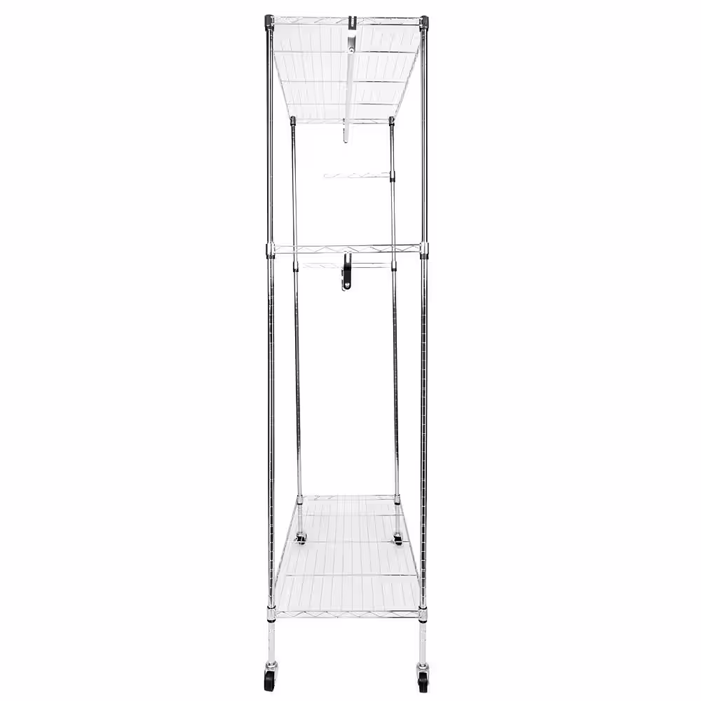None Silver Steel Clothes Rack 17.72 in. W x 70.87 in. H