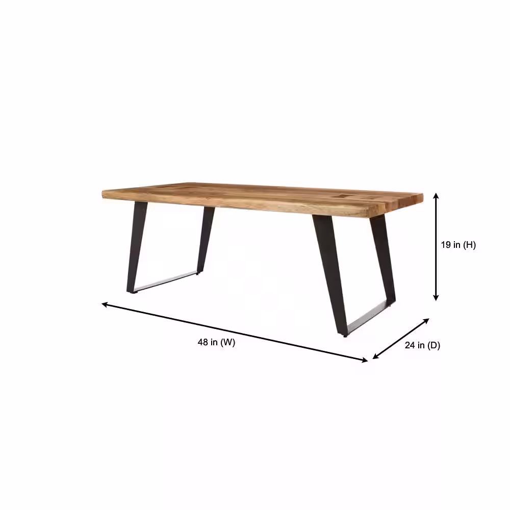 Home Decorators Collection Cosbyrne 48 in. Natural Wood Large Rectangle Coffee Table with Metal Base