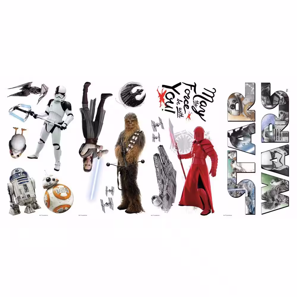 RoomMates 5 in. x 11.5 in. Star Wars VIII 14-piece Peel and Stick Wall Decals