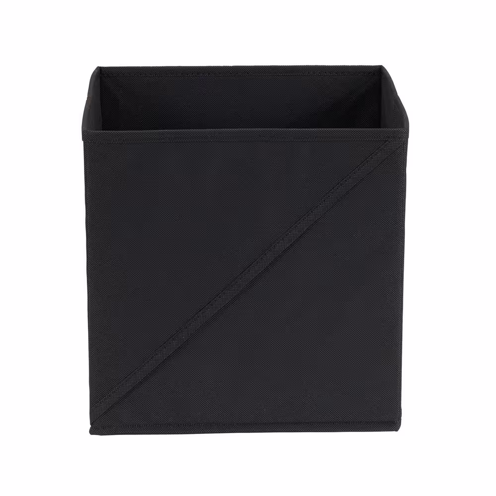 HOUSEHOLD ESSENTIALS 11 in. H x 11 in. W x 11 in. D Black Fabric Cube Storage Bin 6-Pack