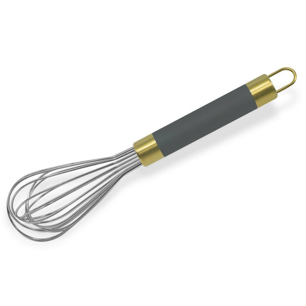 ExcelSteel 12 in. Professional Gold Heavy Duty Whisk with Grey Handle