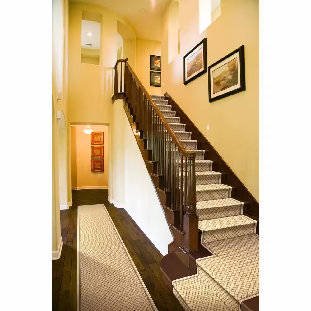 Natco Kurdamir Derby Ivory 26 in. W x Your Choice Length Stair Runner Rug